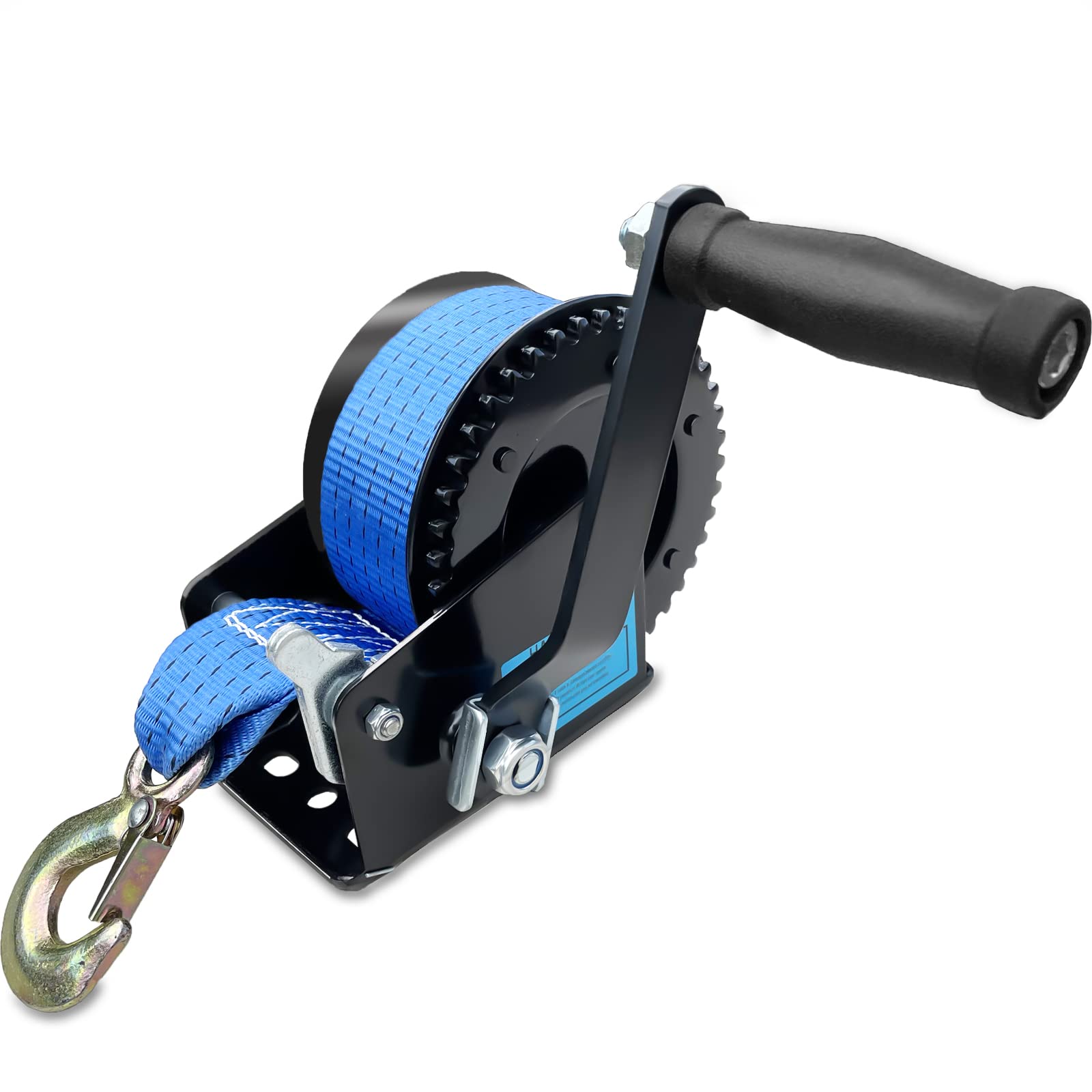 Buy AKRIXKIP Boat Trailer Winch 1600lbs Hand Winch with 26ft Blue Winch Strap, 41 Gear Portable