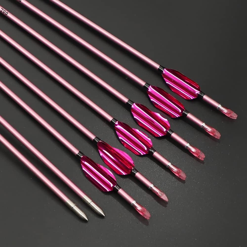 ACCMOS ID 4.2 mmスパイン700ピンクのスパイラルフェザーハンティングアロー31インチピュアカーボンアロー、にとって弓