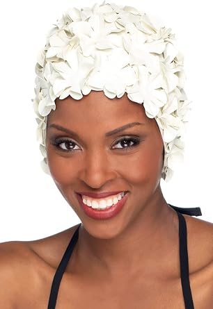 Sync Swimwear Bathing Cap with Flowers - Flowery Retro Petal Swim Cap
