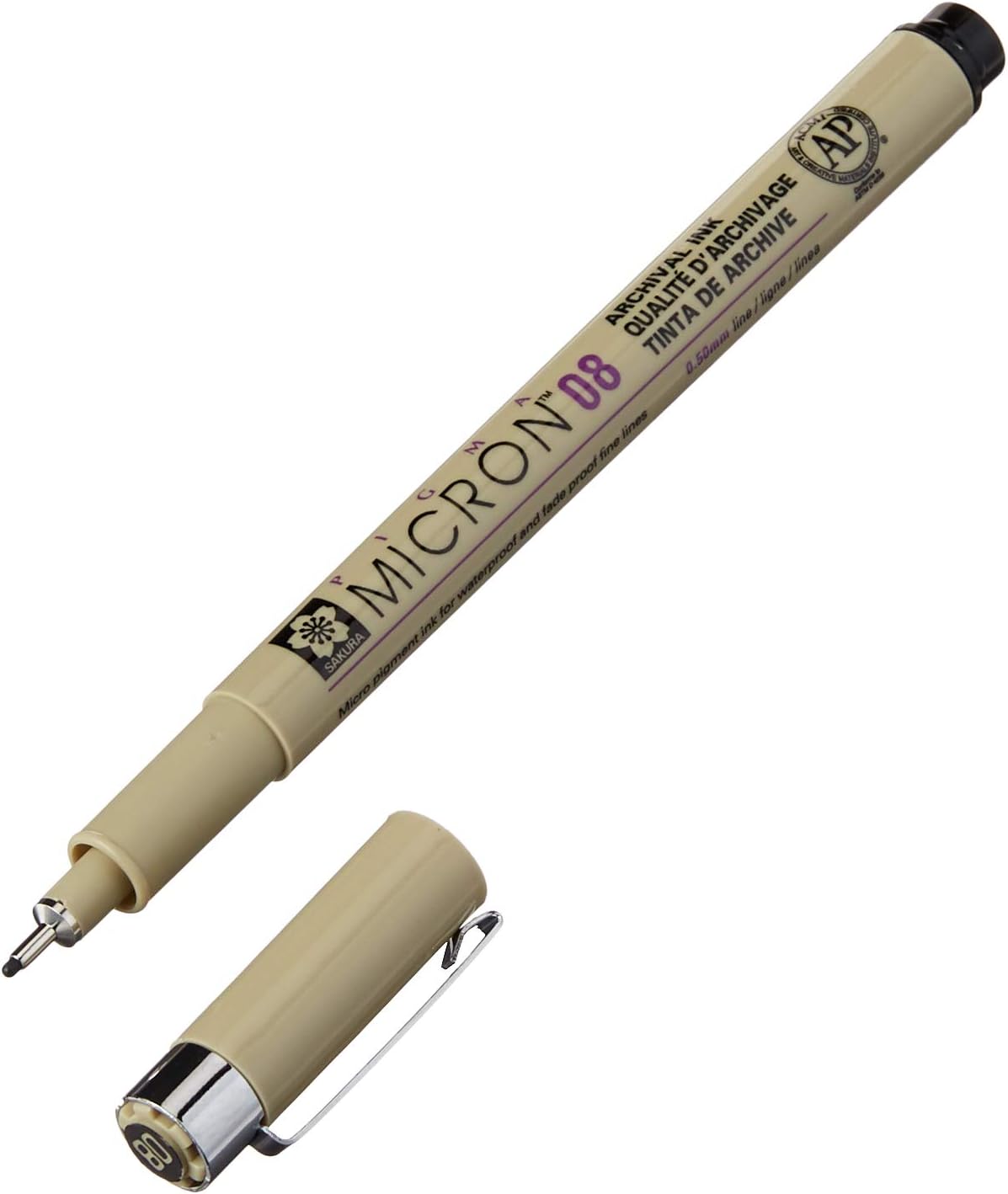 Sakura 50154 Micron Drawing Pen, 08, Black