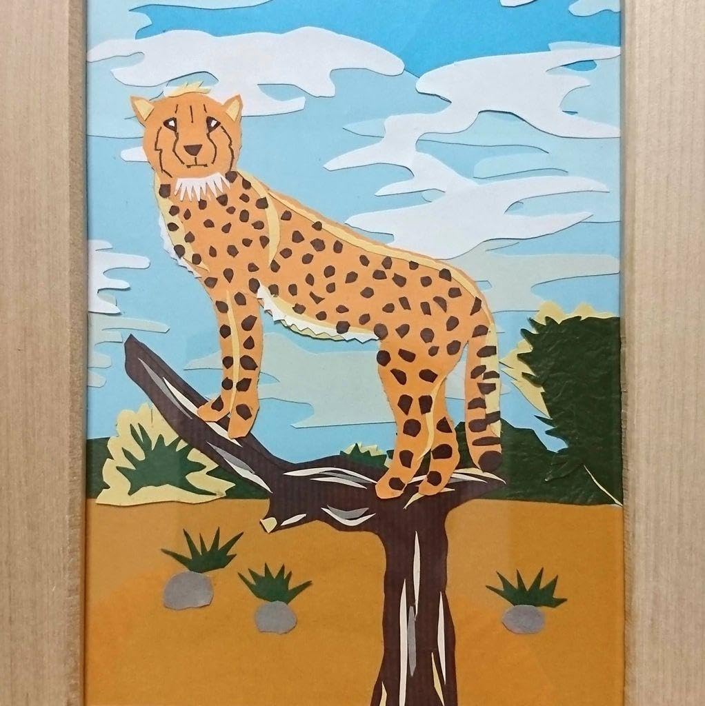 Amazon.co.jp: 「草原のチーター」切り絵貼り絵絵画原画 : ホーム