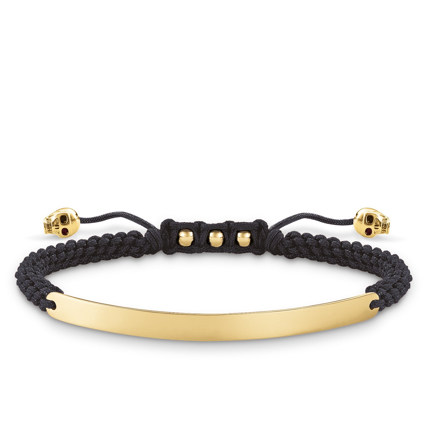 THOMAS SABO Armband Schwarz Totenkopf 925er Sterlingsilber; 750er Gelbgold Vergoldung, Nylon