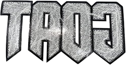 Miniatura 2 de Patch Party Club, Parche de chenilla blanca brillante "cabra" de 9 x 4 pulgadas, parche con respaldo termoadhesivo, parche grande para chaquetas