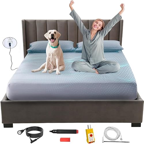 Grounding Sheets King - Sábanas de algodón orgánico y fibra plateada para cama, varilla de conexión a tierra y cable incluidos para conexión a