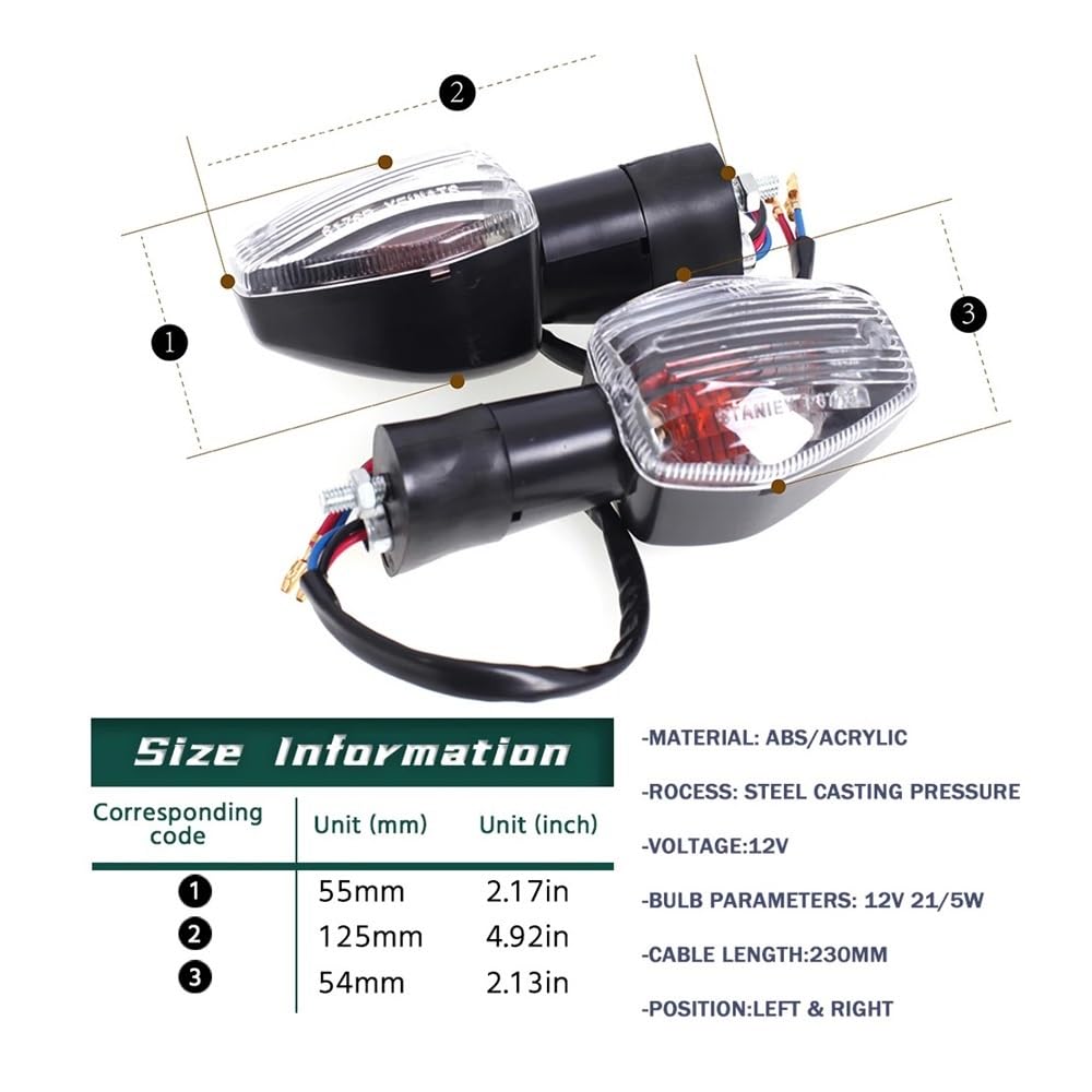 Compatibile Con Honda Per CB400 SUPER FOUR 2006-2018 CB 600 F HORNET 2002-2015 CB900F 2001-2007 Indicatori Direzione Motocicletta Frecce Moto(Clear)
