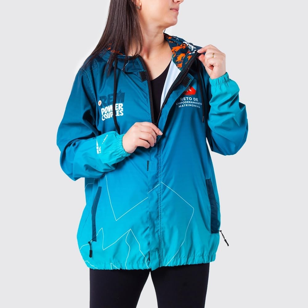 LEGENDARIOS Men’s Power Couples Windbreaker Jacket – Lightweight Hooded Coat with Inspirational Design, Blue Gradient