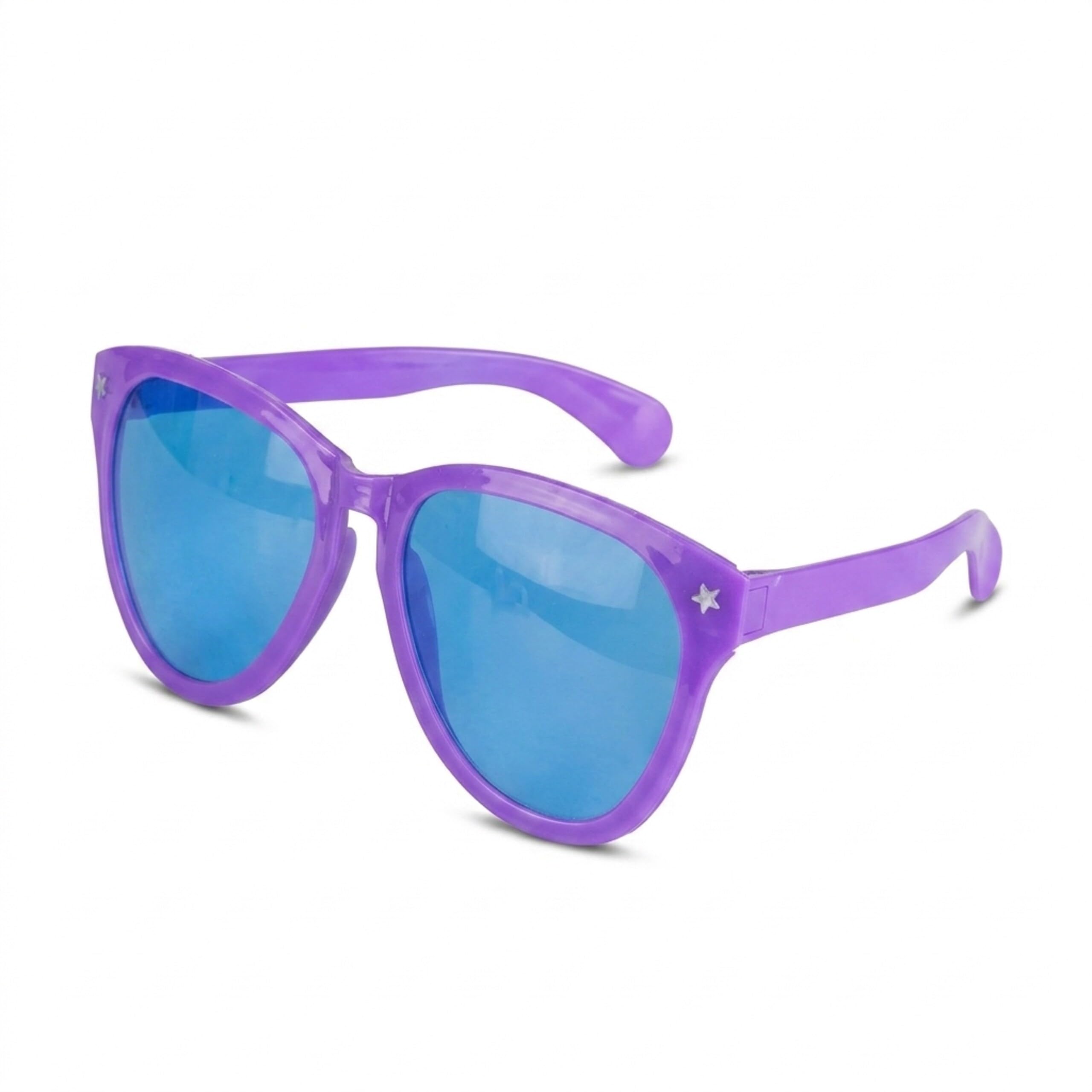 Relaxdays Niebieskie okulary imprezowe XXL do przebrania, karnawałowe, małe gwiazdki, 25 cm szerokości, z tworzywa sztucznego, różne kolory