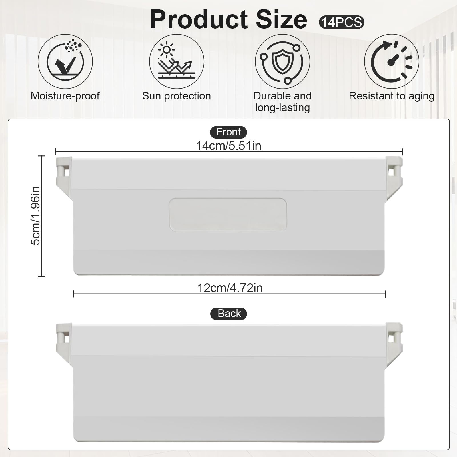 14 Pezzi Tende Verticali a Lamelle Accessori Verticali Ciechi 127 mm | Tende a Lamelle Verticali con Pes per Tende Verticali per Ricambi per Ricambio Lamelle Bianco