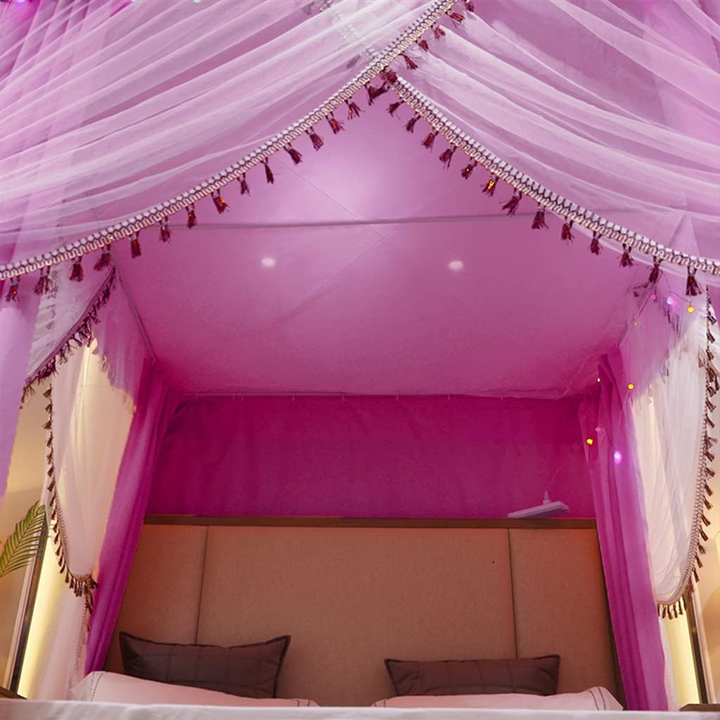 Princess 4 Corner Post Bed Canopy with Cute Mosquito Net Ideal for Girls Adults and Kids Perfect Curtain Net for Twin/Full/Queen/King Size Beds