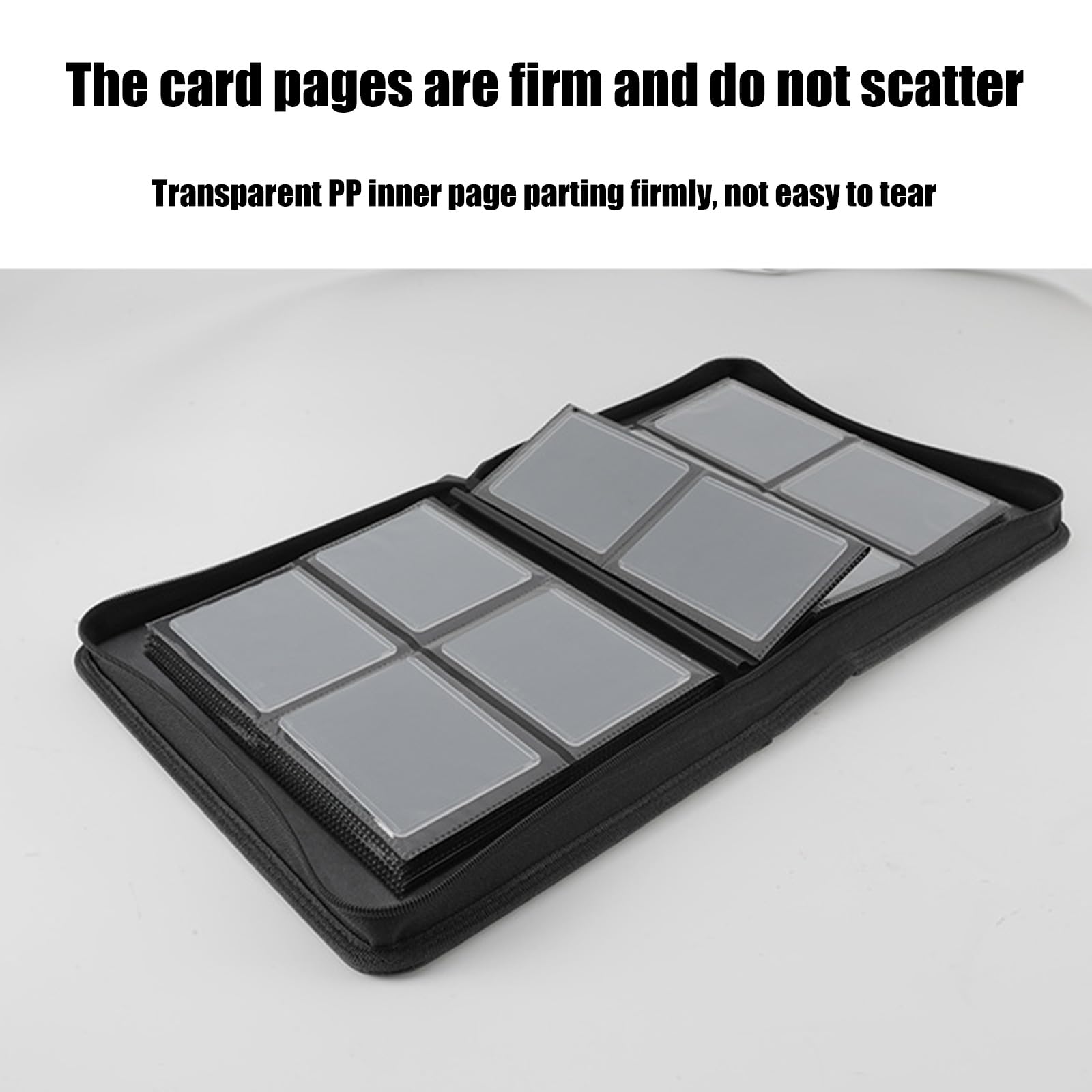 112 porta carte tascabili a doppia faccia, con cerniera, album per carte da gioco in PU, raccoglitore per collezionisti, cartella di carte