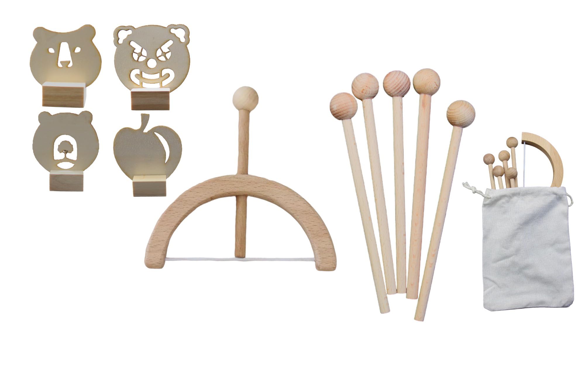 W WANG-ONE Bow and Arrow for Kids, Wooden Kids Bow and Arrow Set Safe for Ages 3+, Indoor and Outdoor Archery Bow Gift Toys for Children, Boys & Girls, Includes 5 Arrows, 4 Targets, 1 Cotton Quiver