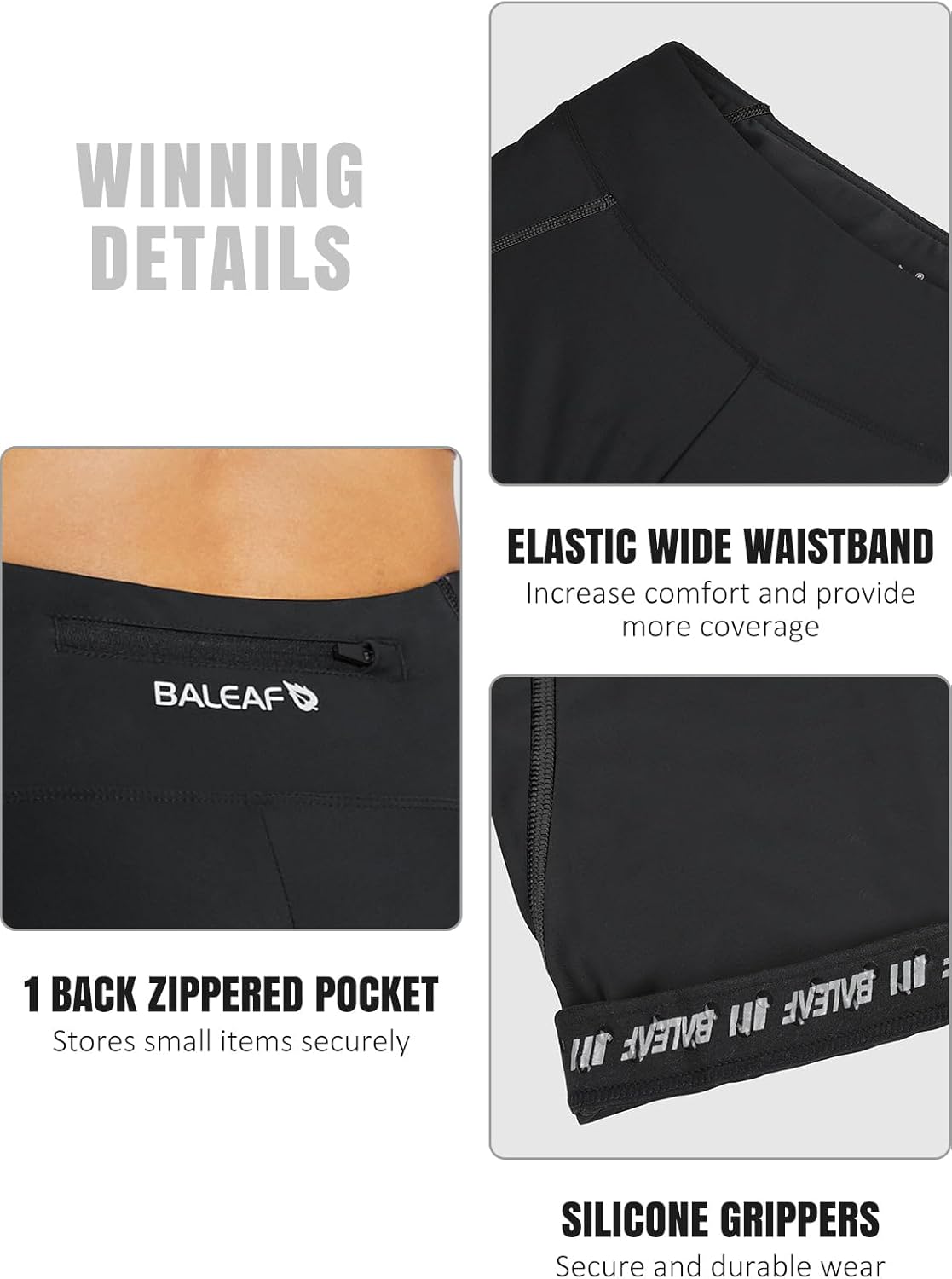 baleaf Women's Padded Bike Pants High Waist Cycling Shorts 3/4 Bicycle Capris Legging Zipper Pockets UPF 50+