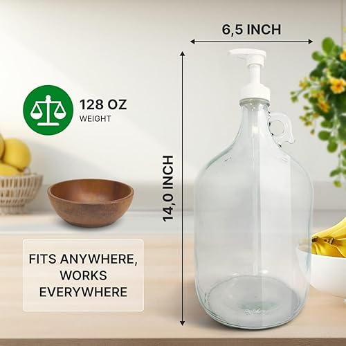 Miniatura 2 de Skywin Bomba de detergente para ropa de un galón, dispensador de vidrio, dispensador de jabón líquido para ropa (blanco)