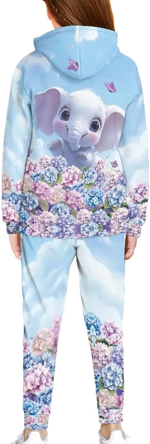Girls Sweatsuit 2 Piece Sweatpants Set for Girls 7-14 Years Long Sleeve Sweatshirts with Pockets for Fall Winter
