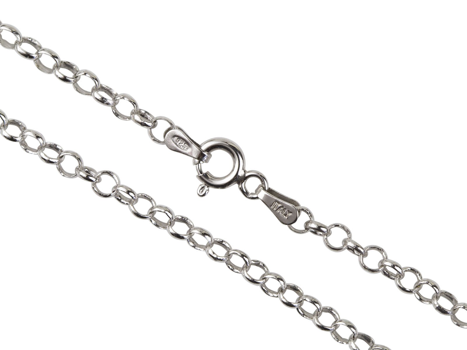 AKA Gioielli® - Cadena Belcher Rolo 3 mm Plata De Ley Esterlina 925 Rodio - Collar Fina Mujer Hombre Longitud: 40 45 50 55 60 65 70 75 cm