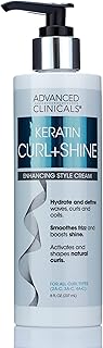 Advanced Clinicals Keratin Style Cream Curl + Shine Enhancing Hair Styling Moisturizer W/ Coconut Oil + Biotin, Lightweigh...