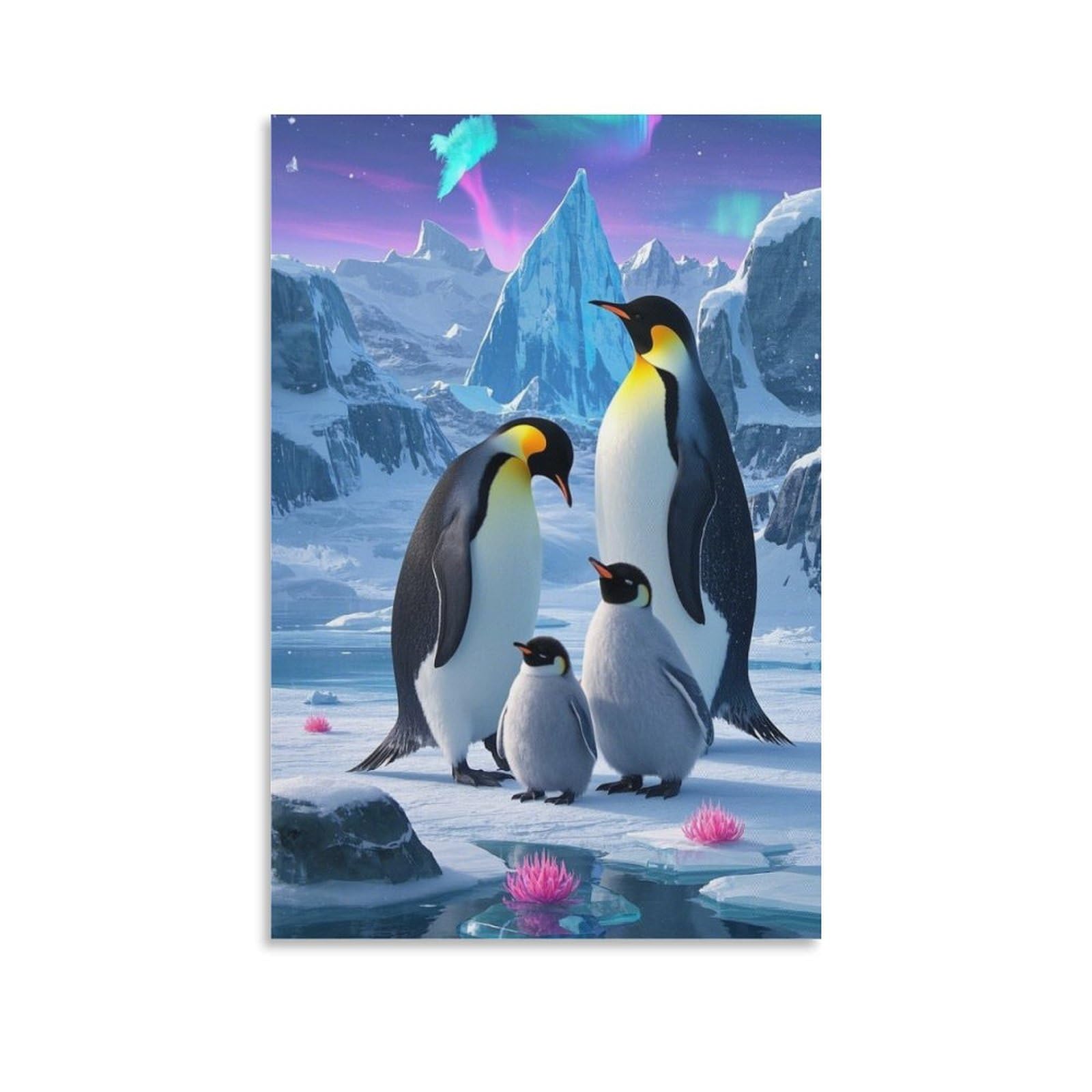 Cuadro en lienzo de pingüino para solucionar paredes frías en salones y pasillo 6