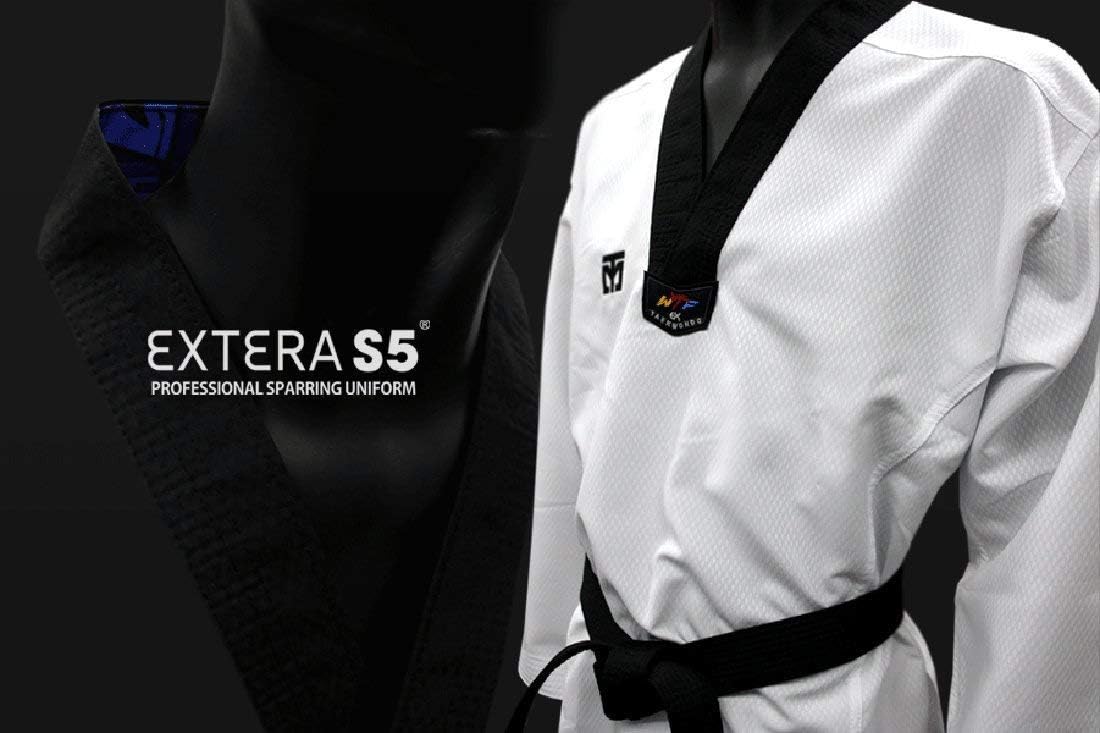 MOOTO Extera S5 Uniform Dan Dobok Taekwondo Korea TKD WTF Korean Tae Kwon Do (140(Height : 140~149cm)(4.59~4.88ft))