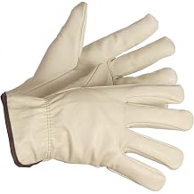 Fleece Lined Driver's Gloves with Elastic Wrist Cowhide Grain Leather Insulated Soft Feel Cold Protection