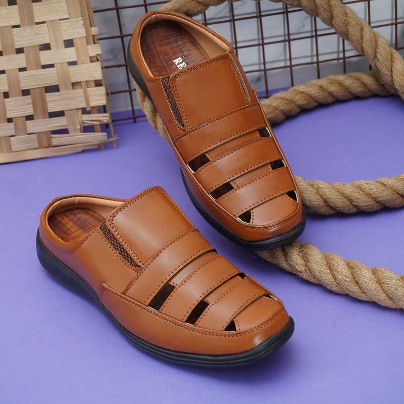 Image of Restroad Men's Synthetic Leather Sandals | Casual Open Toe Footwear for Men