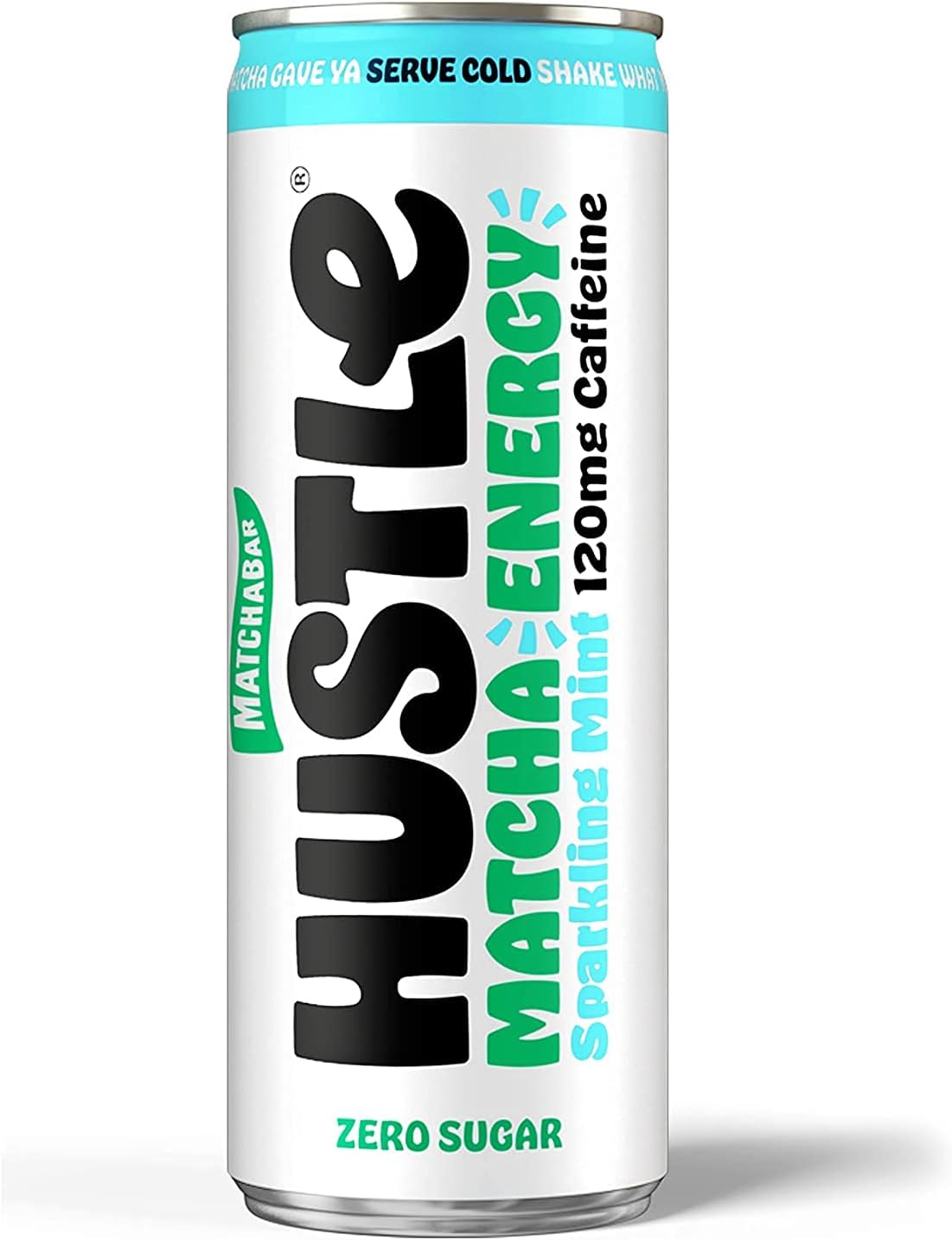 MatchaBar Hustle Sparkling Matcha Energy Drink, Mint, 12oz, Pack of 12