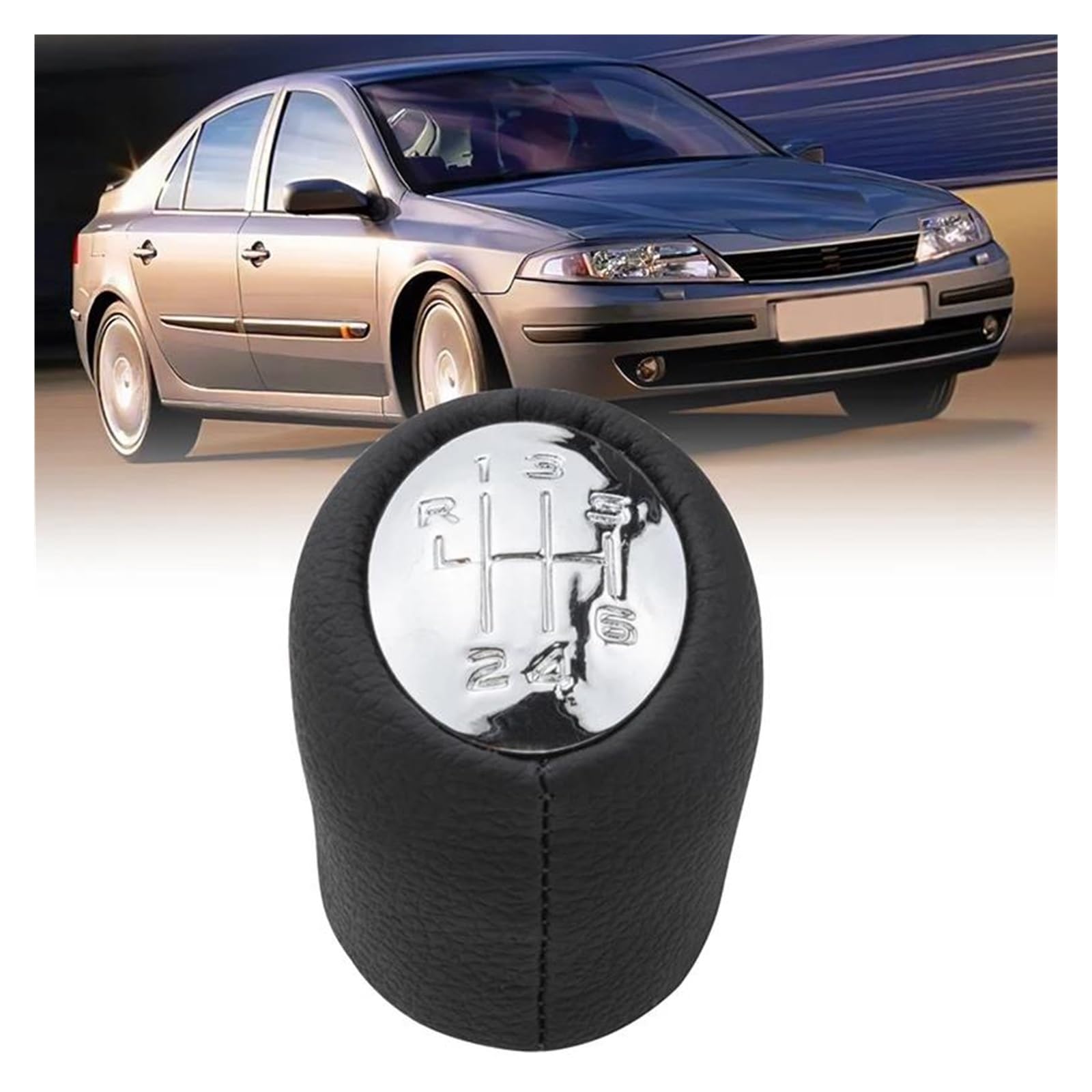 Pommeau Levier Vitesse Cuir Pour Renault Laguna II 2001-2008 - Adaptateur 6 Vitesses