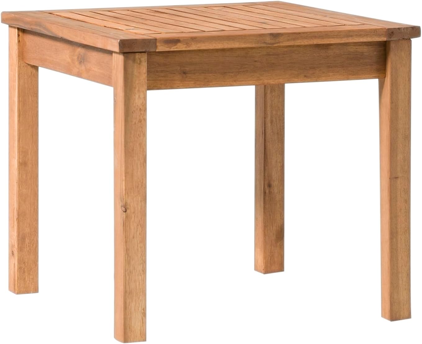 Walker Edison Dominica Contemporary Acacia Wood Slatted Outdoor Accent Table, 20 Inch, Brown
