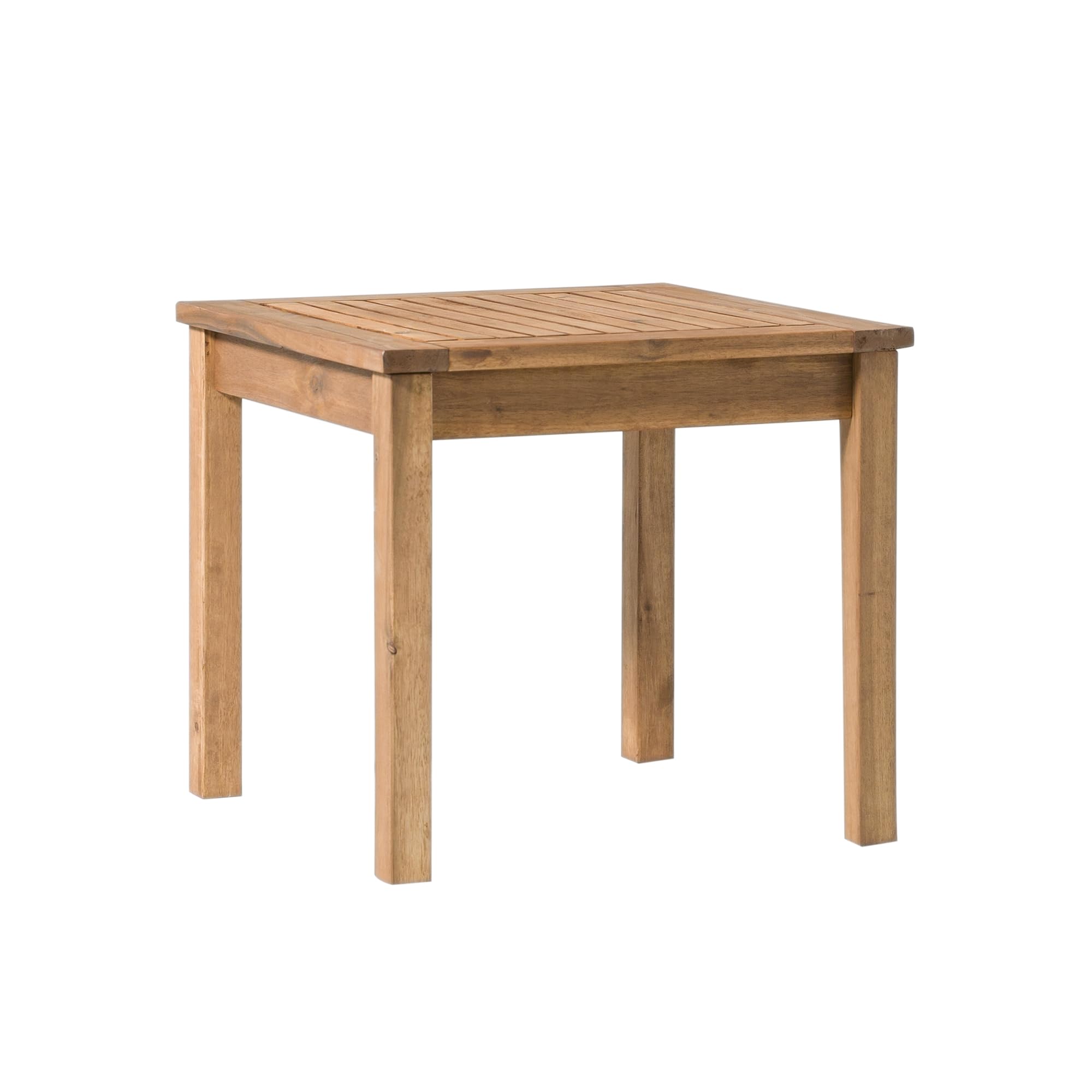 Walker Edison Dominica Contemporary Acacia Wood Slatted Outdoor Accent Table, 20 Inch, Brown