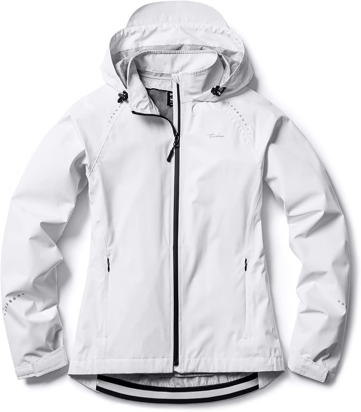 Miniatura 8 de TSLA Chaqueta cortavientos de ciclismo para mujer, chaqueta impermeable para correr, entrenamiento, sudadera con capucha reflectante plegable para