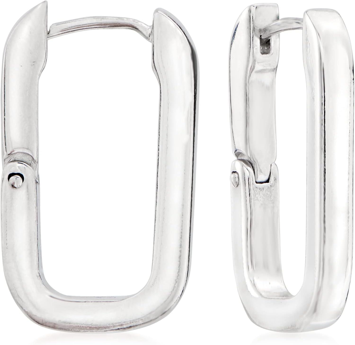Ross-Simons Italian Sterling Silver Paper Clip Link Hoop Drop Earrings