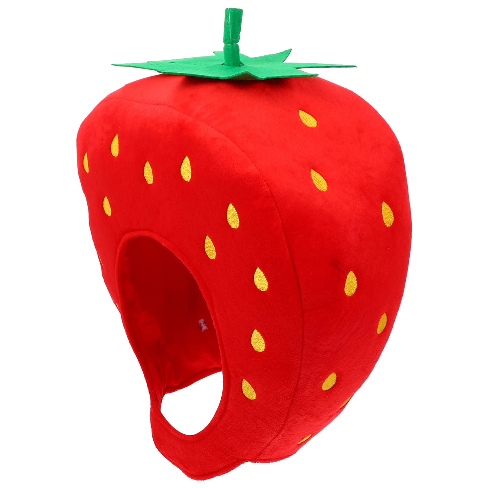 Alipis Strawberry Hat Funny Fruit Headwear: Strawberry Cosplay Cap One Size Strawberry Cap Plush Fun Fruit Hats Carnival Head Cover for Carnival Cosplay Dress Up