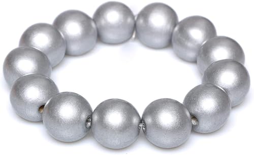 Miniatura 105 de Cuentas de madera redondas blancas de 0.394 in, 300 cuentas sueltas pintadas con espaciadores suaves para manualidades, collares y pulseras