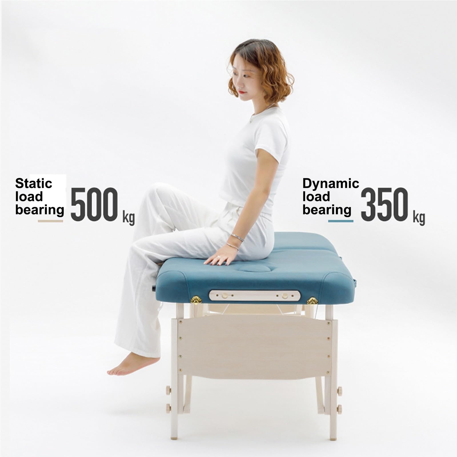 Lettino Massaggio Portatile Estetista Panno Tecnologico Lettino Tattoo Pieghevole Regolabile in Altezza Lettino Massaggio con Poggiatesta, Sgabello, Copriletto(Blue)