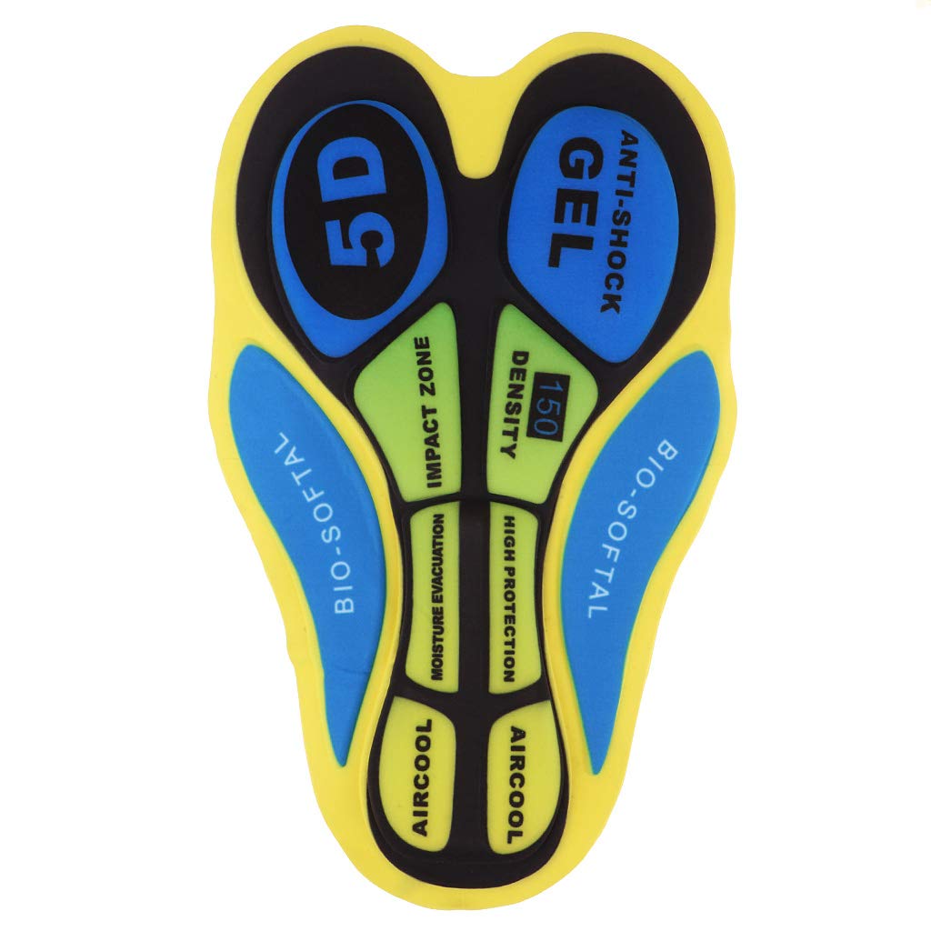 Sm Sunnimix Unisex 5D Yellow Blue Men's Women's Biking Pad Padded Cushion For Cycling Mtb Bicycle Shorts Pants - Colors For Choose, As Described