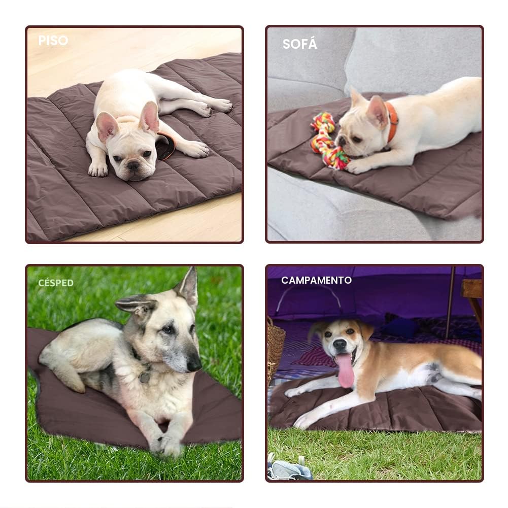 XIAPIA Cama Grande Perro, Impermeable Interior y Exterior, Colchón Manta para Perros, Portátil y Plegable Alfombrilla, Lavable, 110x66cm