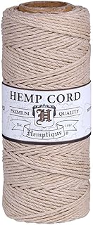 Hemptique 100% Hemp Cord Spool - 62.5 Meter Hemp String - Made with Love - No. 20 ~ 1mm Cord Thread for Jewelry Making, Macrame, Scrapbooking, DIY, & More - Natural