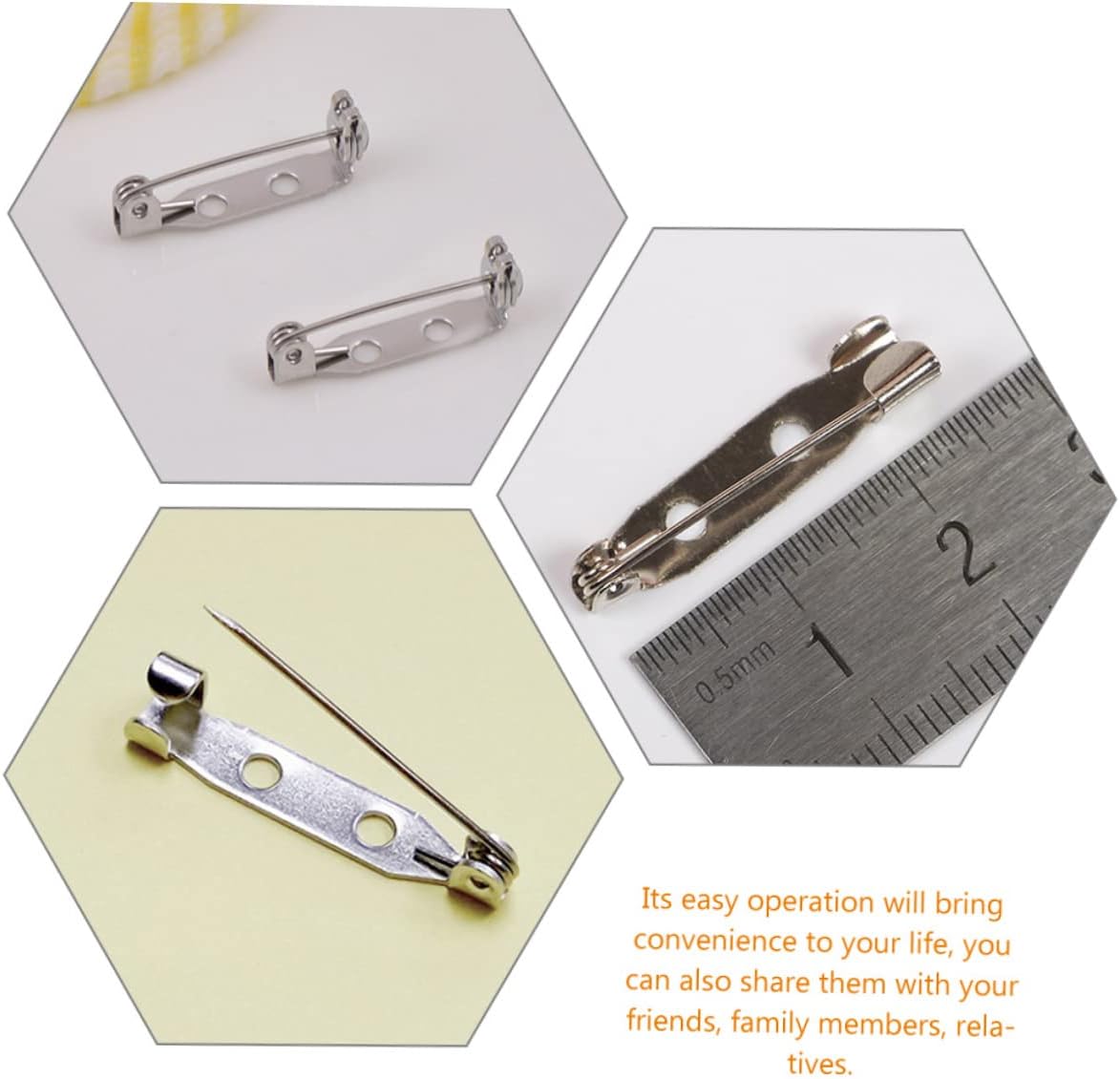 Garneck 400pcs Metal Safety Brooches Pins Holes Eye Pins for Jewelry Oversize Safety DIY Dress Craft Handicraft