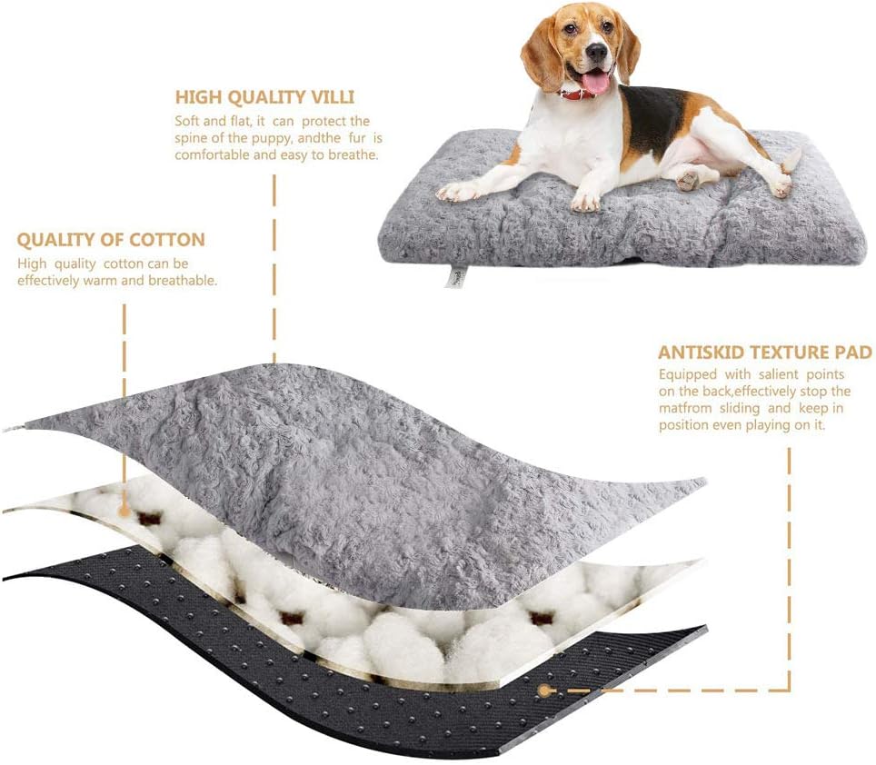 review PAWISE Shape Memory Dog Bed Deluxe Plush Mattress for Dogs & Cats Nonslip Bottom Pet Beds for Medium Large Dogs 35.8 X 24in