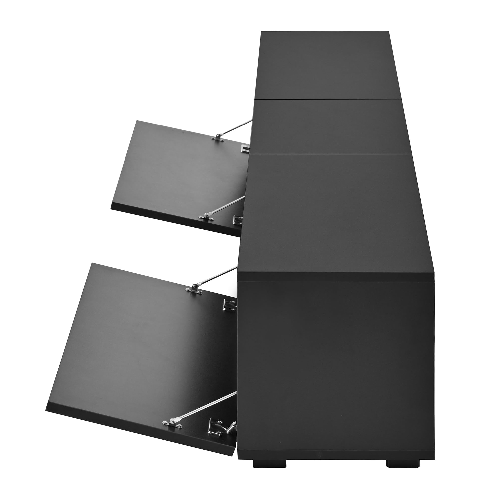 Moimhear Mueble de TV con iluminación LED, control por aplicación, banco para TV, estante transparente, color negro