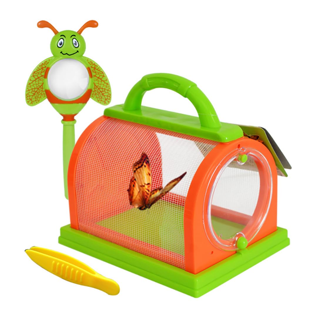 1PC Critter Case Bug Bungalow Insect Catching Kit Critter Cage Bug Catcher Storage Children Kids Nature Science Learning Toy Backyard Exploration Accessories(Rrange&Green), bug catcher kit