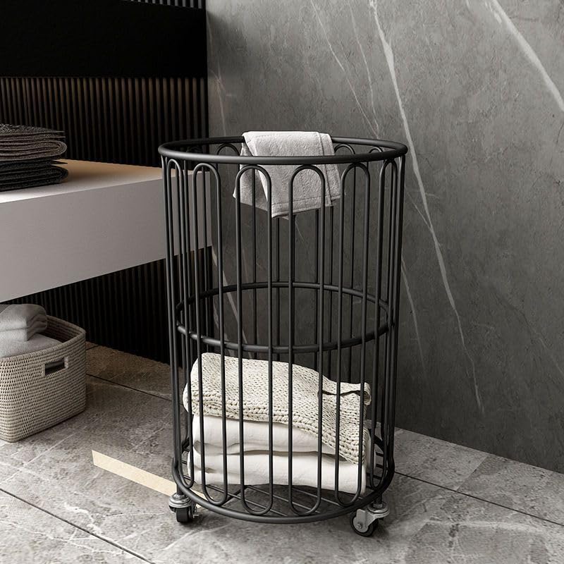 Panier à linge en métal noir grand bac de rangement intérieur