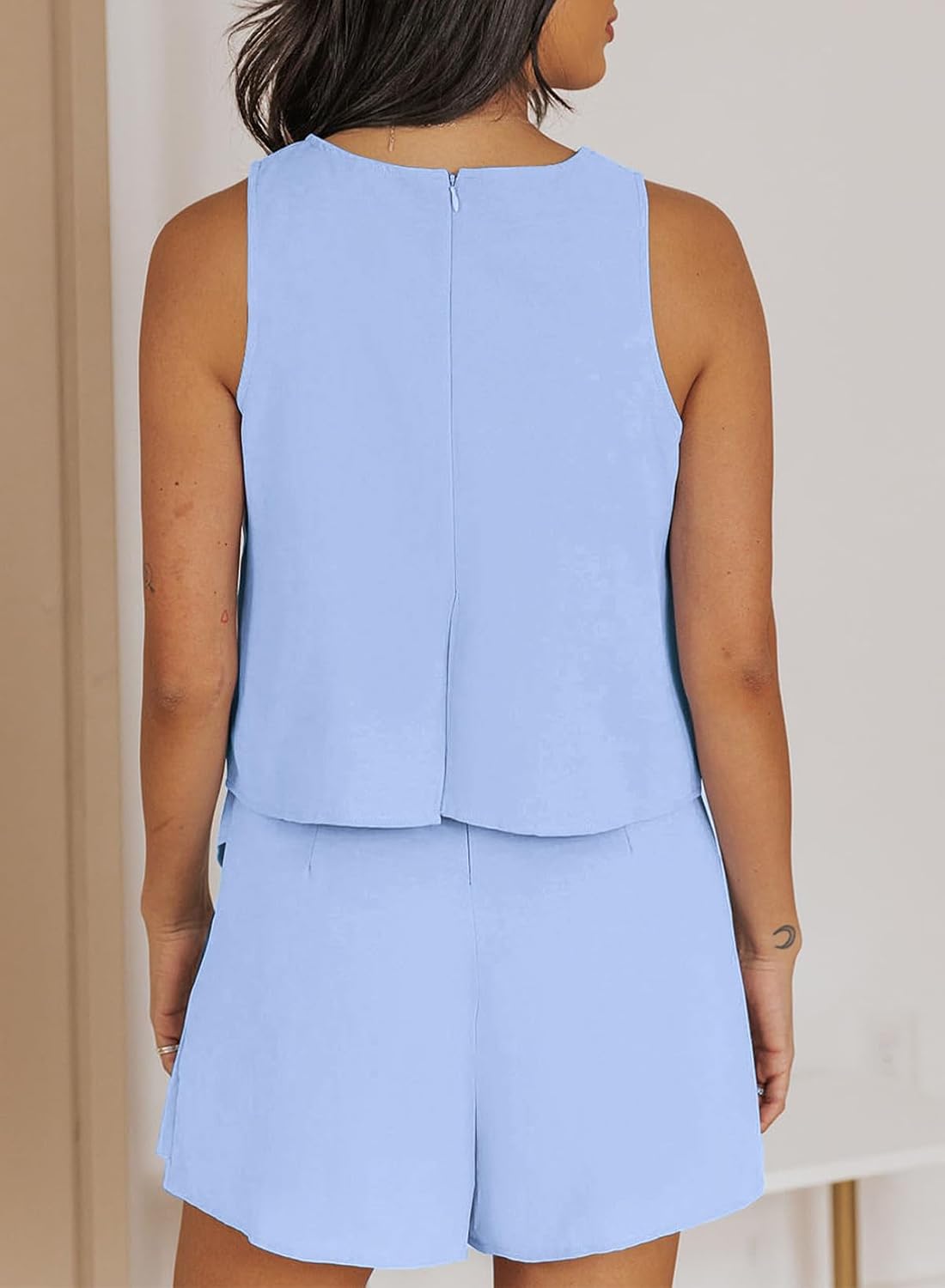 Dokotoo Summer Rompers for Women Dressy Short Jumpsuits,Blue,Small