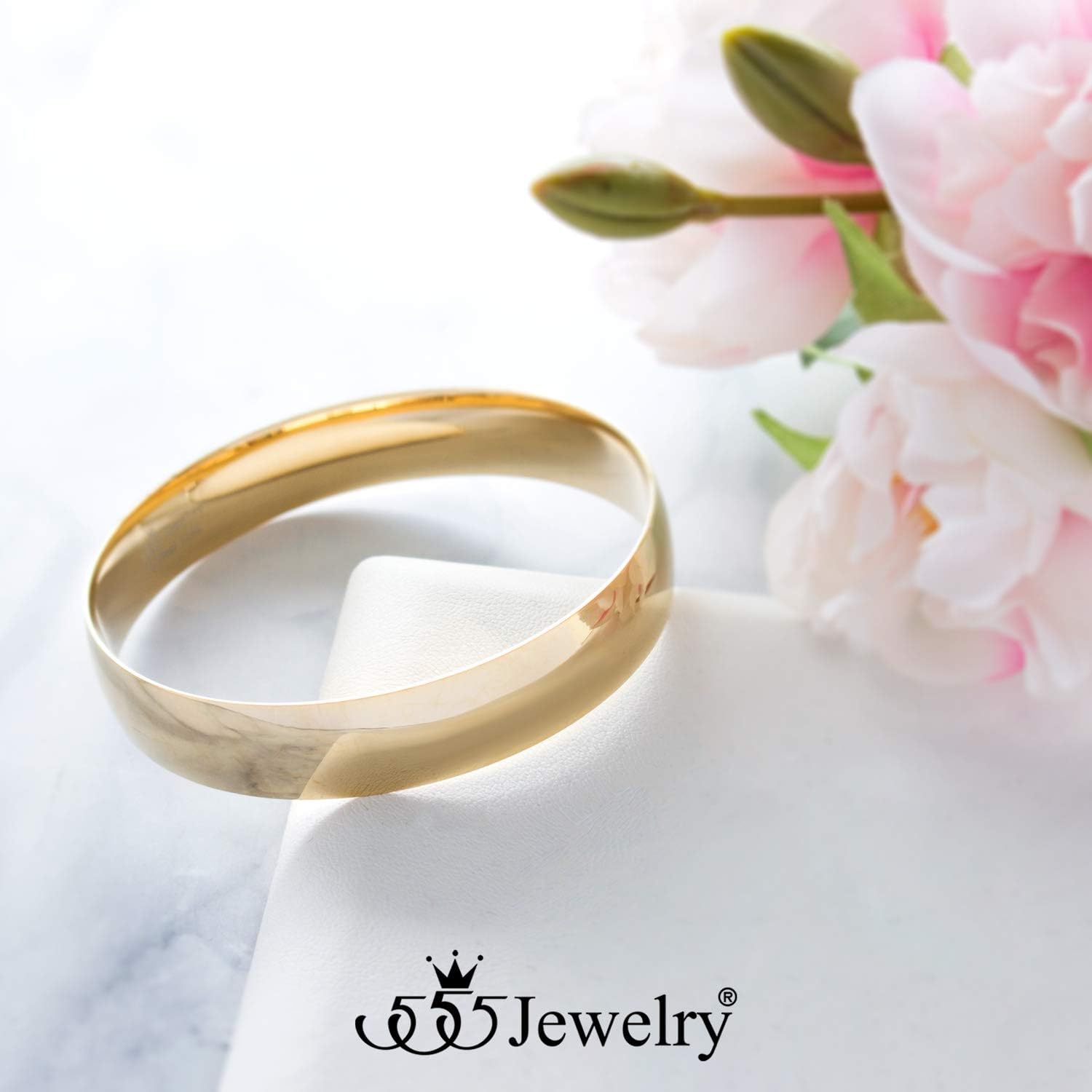 555Jewelry 12mm Wide Stainless Steel Solid Slip On Bangle Bracelet for Women With Small Wrist - Image 3