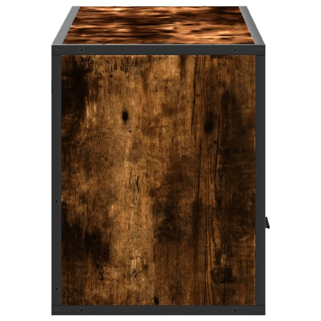 TV-Schrank Räuchereiche 100x31x39,5 cm, Holzwerkstoff und Metall, industrielles Design, stabil, langlebig, für Wohnzimmer, Media Center, modernes Fernsehregal