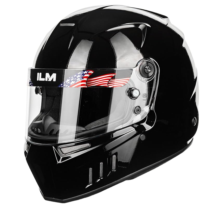 Capacete Integral para Automobilismo ILM 890 Gloss Black com Fechamento Double D-Ring e Compatibilidade HANS/HNR Tamanho X-Large