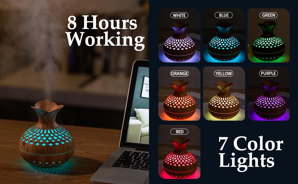 PURE NEST Plastic Flower Humidifier for Home & Office | Cute Floral Design, Cool Mist, LED Night Light, Whisper Quiet, USB Powered Mini Air Humidifier for Bedroom, Car & Desk Use 2