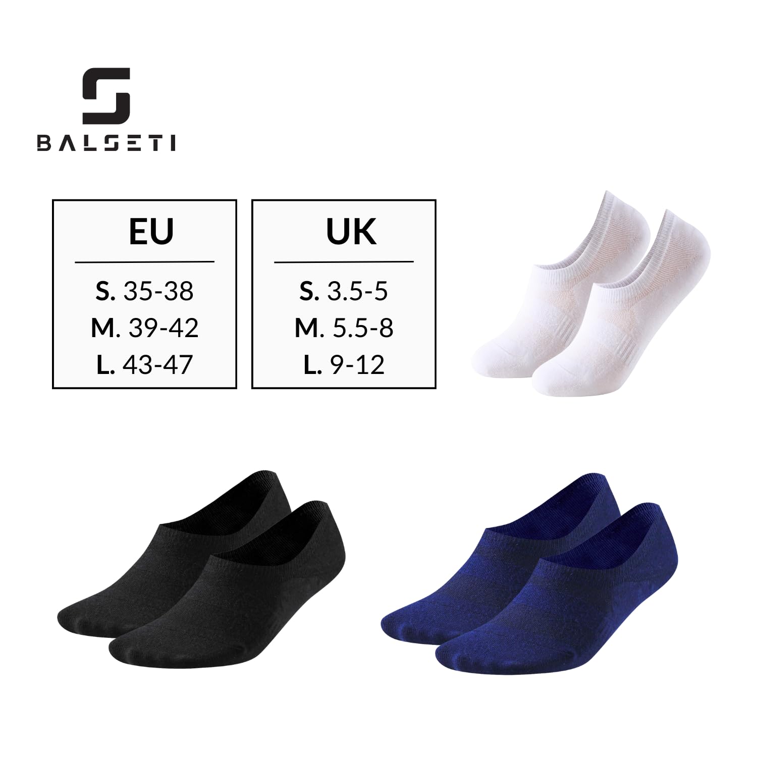Balseti Calzini Invisibili Unisex. 6 Paia Fantasmini Uomo e Donna in Cotone. Calzini Corti Bassi, Traspiranti e Antiscivolo per Mocassini e Scarpe Basse. Salvapiede per l'estate