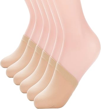 MANZI Womens 6 Pairs Non-Skid Toe Topper No Show Liner Socks