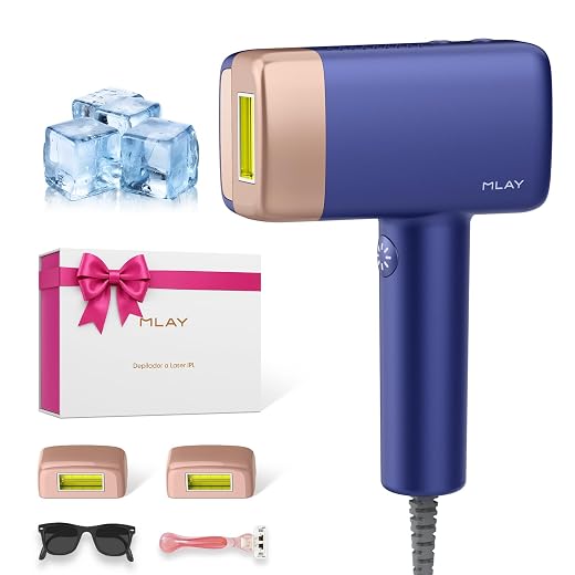 Depilador a Laser IPL com Resfriamento MLAY T14, Aprovado pela ANVISA, Luz Pulsada para Uso Doméstico, 1,5 Milhão de Flashes, Unissex, Depilação Eficiente para Rosto, Axilas e Corpo – Azul