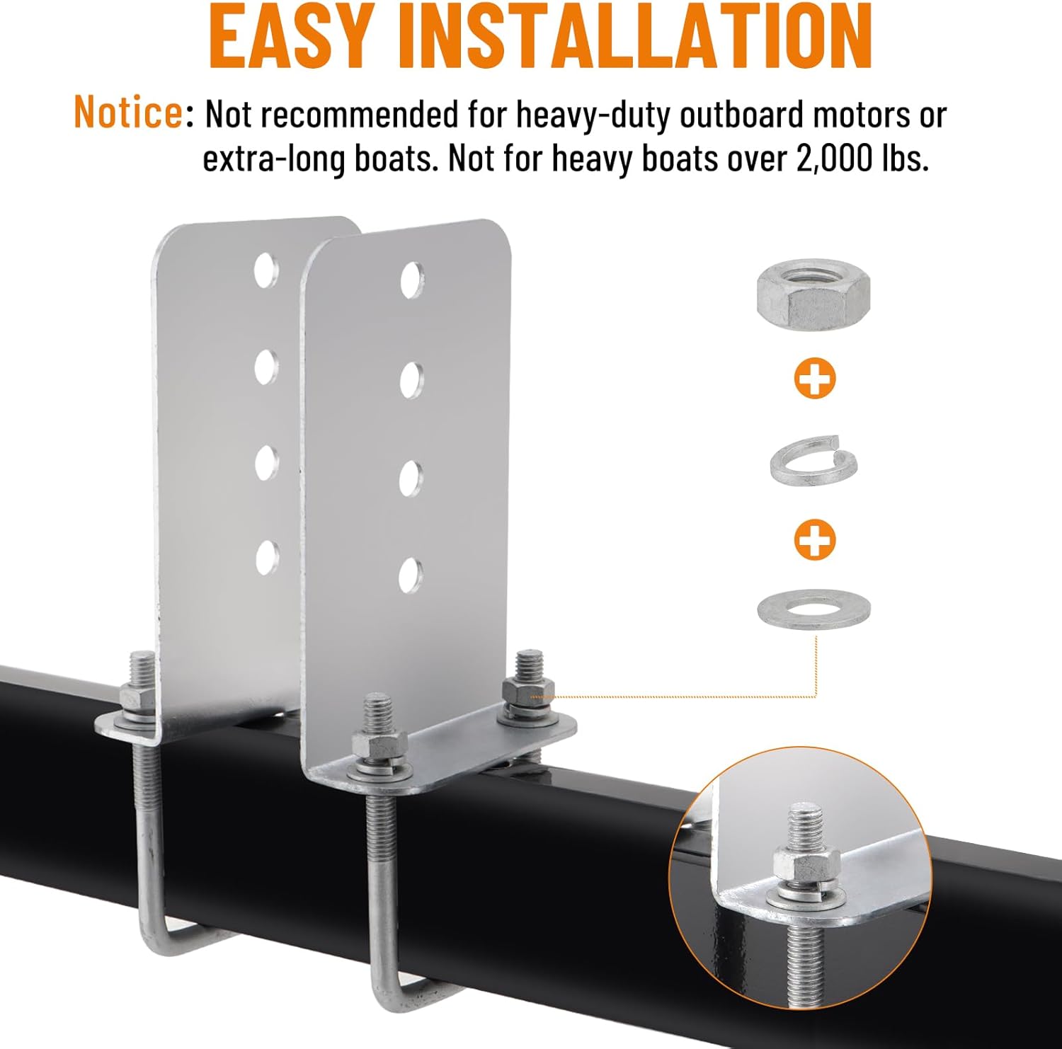 8" L-Type Boat Trailer Bunk Brackets, Galvanized Steel L-Shape Bunk Board Kits Suitable for 3x3 Crossmembers, 8 Pack